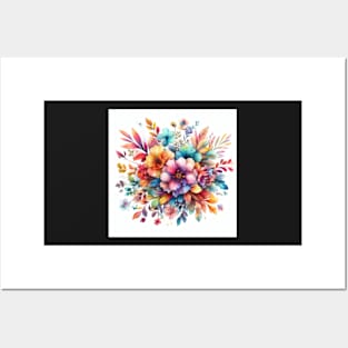 watercolor flower bouquet on white Posters and Art